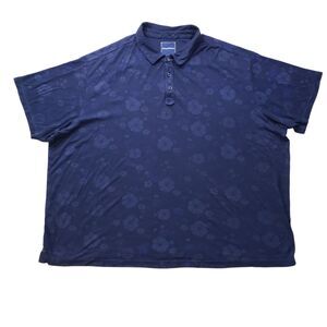 Tommy Bahama Hawaiian Polo Shirt Mens 3XB Floral Blue Pima Cotton Tropical Golf